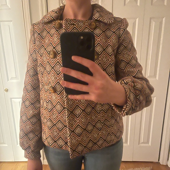 Tibi Wool blend Peacoat Geometric Print Orange Size tag removed approximate XS - Picture 6 of 7